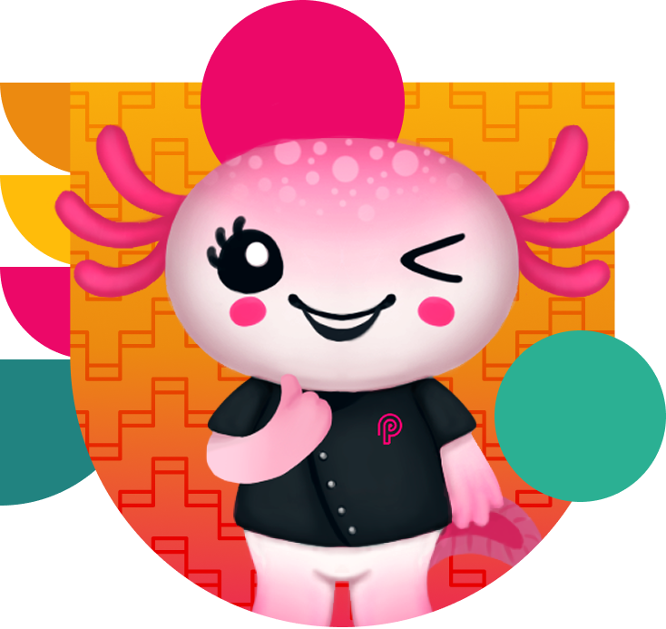 Chef winking with abstract shapes